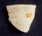 MSJ2A-2-8-1/motul:131 || Outcurved dish/bowl. Maya blue. Possible figural design.