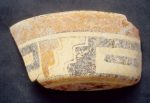 Potsherd: partial polychrome vessel. Maya Motul de San Jose collection of whole and partial polychrome vessels of Late Classic period.