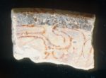Potsherd: black band. Maya Motul de San Jose collection of whole and partial polychrome vessels of Late Classic period.